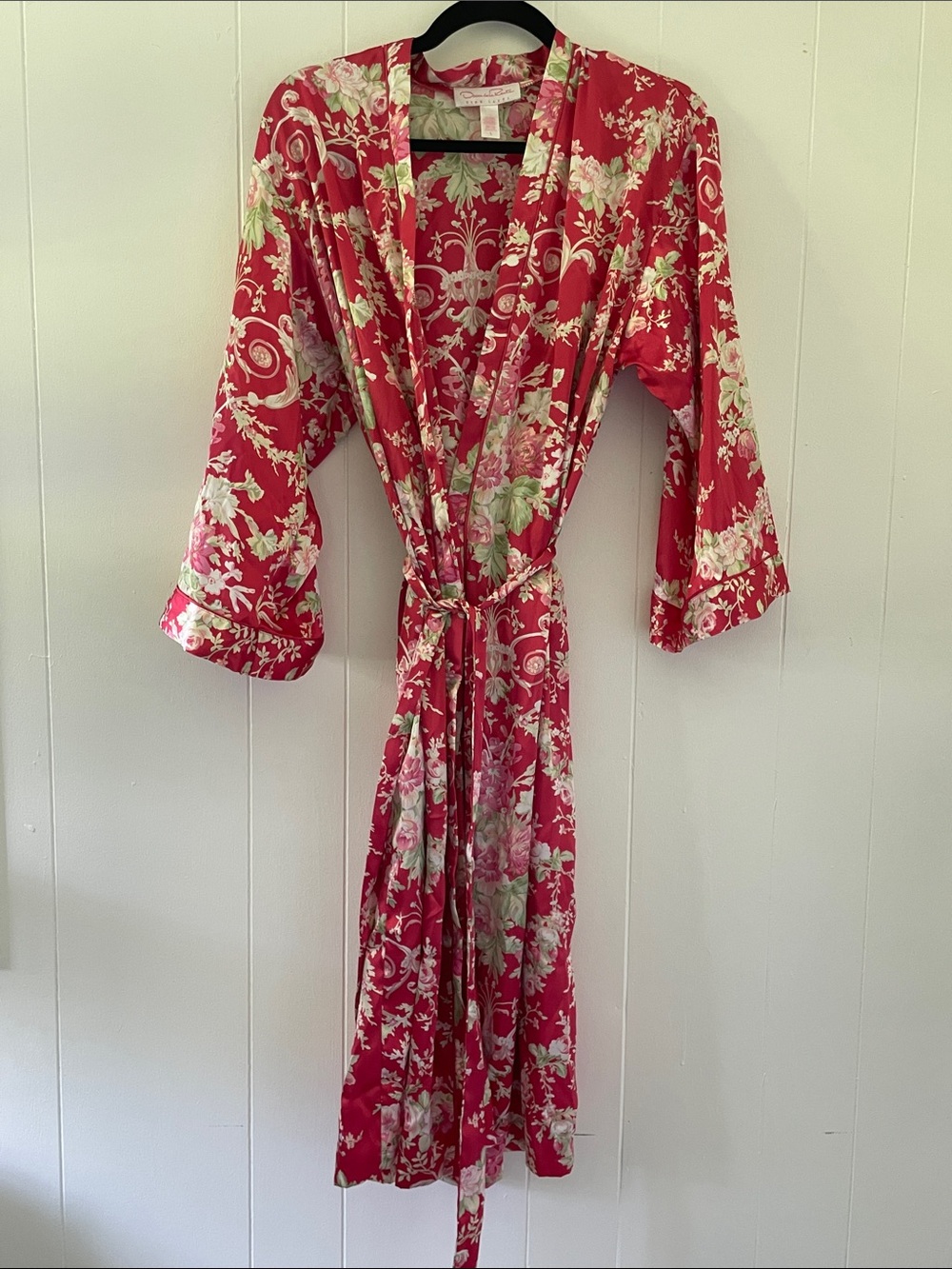 Oscar de la Renta Pink Label Floral Satin Robe